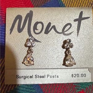 Vintage Monet Crystal Earrings.
